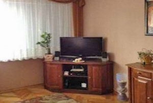 widok na fragment salonu ze sprzętem RTV w mieszkaniu na sprzedaż w Warszawie